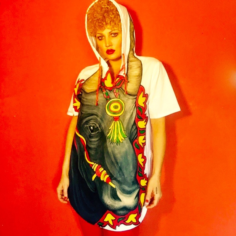 Handpainted X-Long “Sacred Cow” hoodie Tee